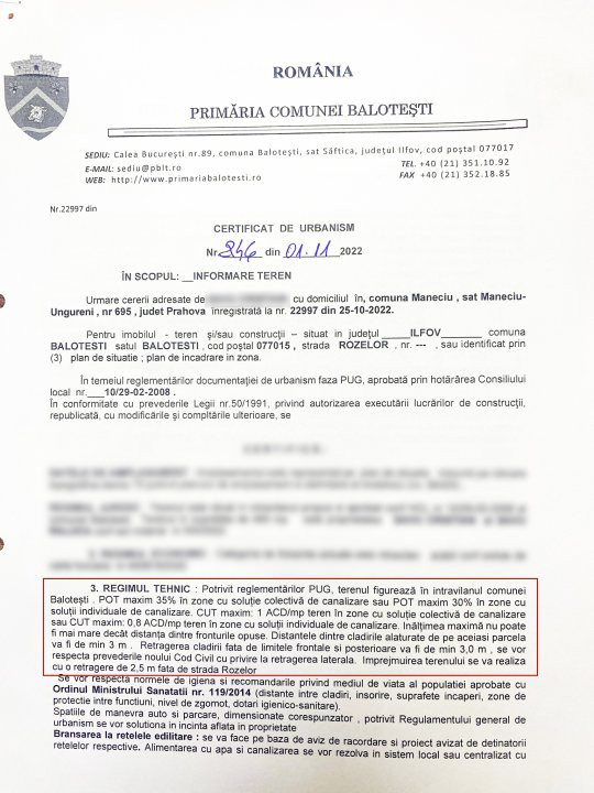 Teren Intravilan de 614 mp in Balotesti, Strada Privighetorilor