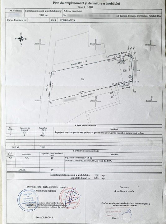 Teren intravilan, 7100 mp, cu utilitati, la asfalt