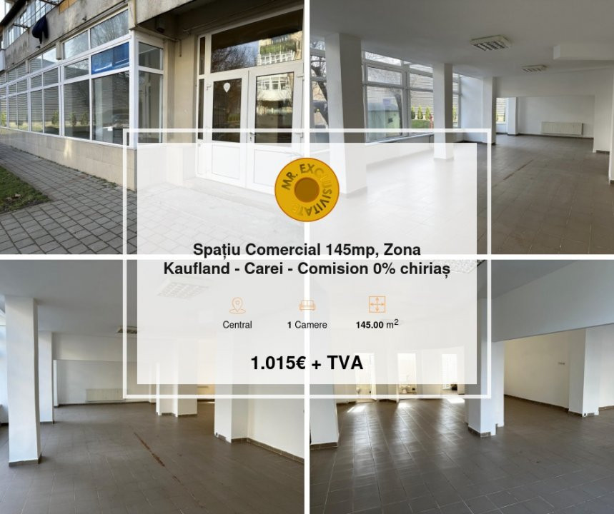 Inchiriere Spațiu Comercial 145mp, Zona Kaufland - Carei - Comision 0% chiriaș
