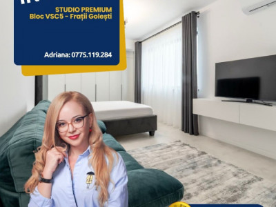 Studio lux, bloc nou VSC5 - Fratii Golesti, parcare privata, vedere pe spate