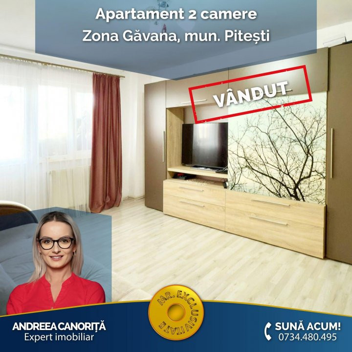 Apartament 2 camere spațios Pitești zona Gavana