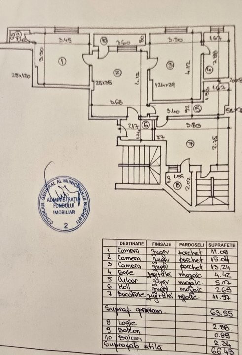 3 camere cu centrala, cladire interbelica 