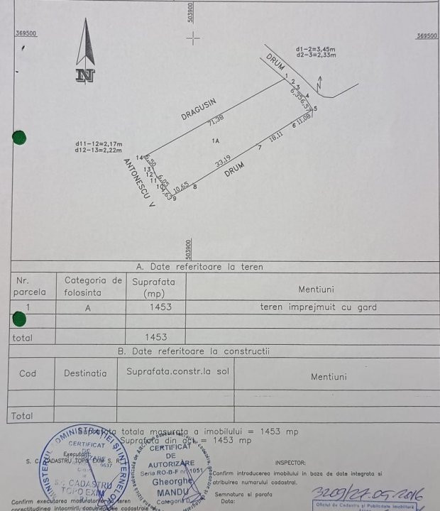 Teren 1453 mp în Călinești, la 15 km de Pitești ideal construcție sau investiție