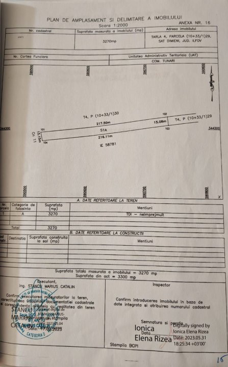 Teren Tunari - Dimieni Intravilan 3300 mp