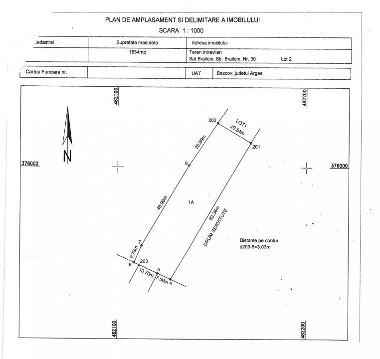 Teren 500-800 mp Braileni-Valea Ursului parcelabil