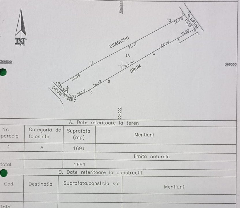 Teren 1691 mp în Călinești, la 15 km de Pitești ideal construcție sau investiție