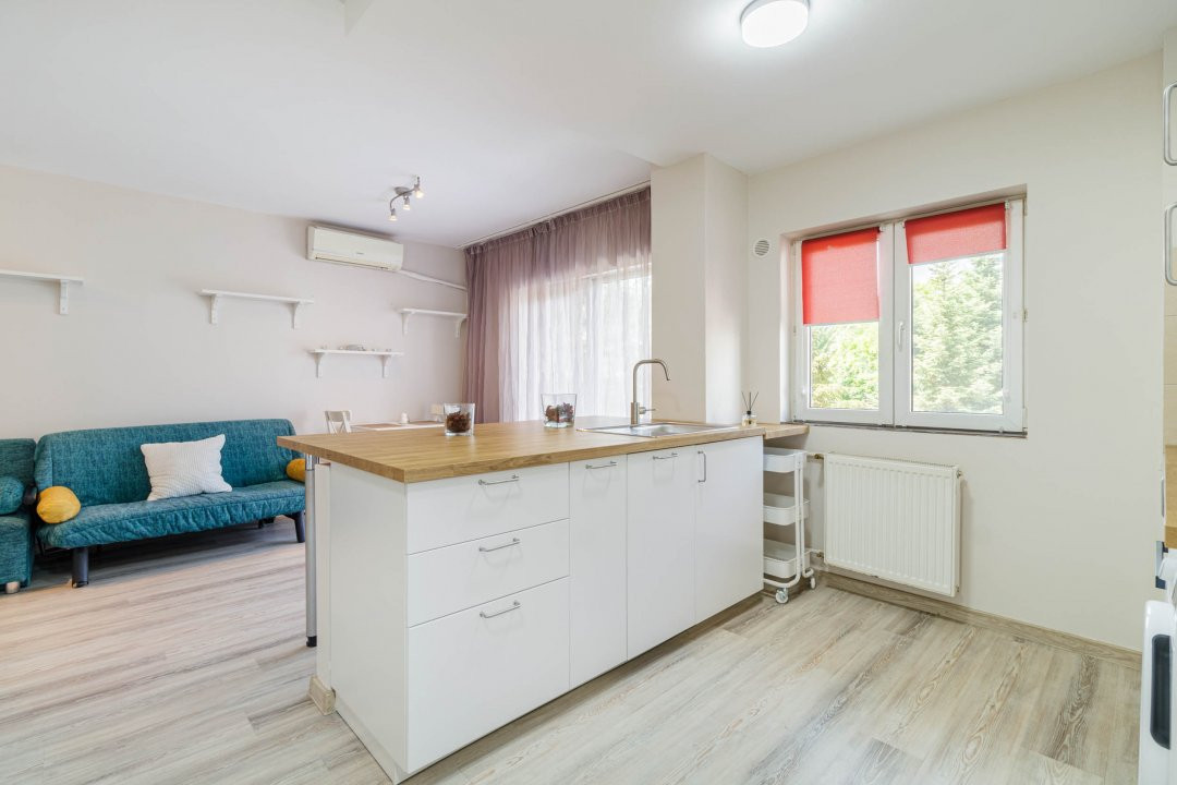 Apartament 2 camere Baneasa/Damaroaia – mobilat complet, cu terasa generoasa