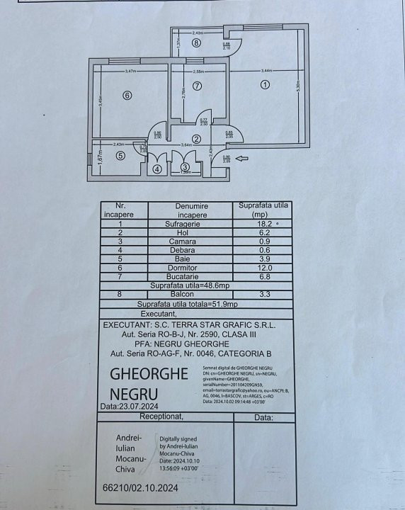 Apartament 2 camere decomandat etaj 2 Trivale 
