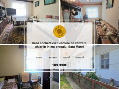 Casă cochetă cu 3 camere de vânzare, chiar în inima orașului Satu Mare!