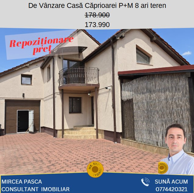 De Vânzare Casă Căprioarei P+M 8 ari teren
