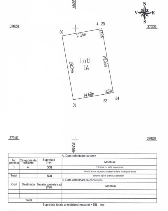 Teren 500 mp intravilan Smeura Stoenari - 4 loturi