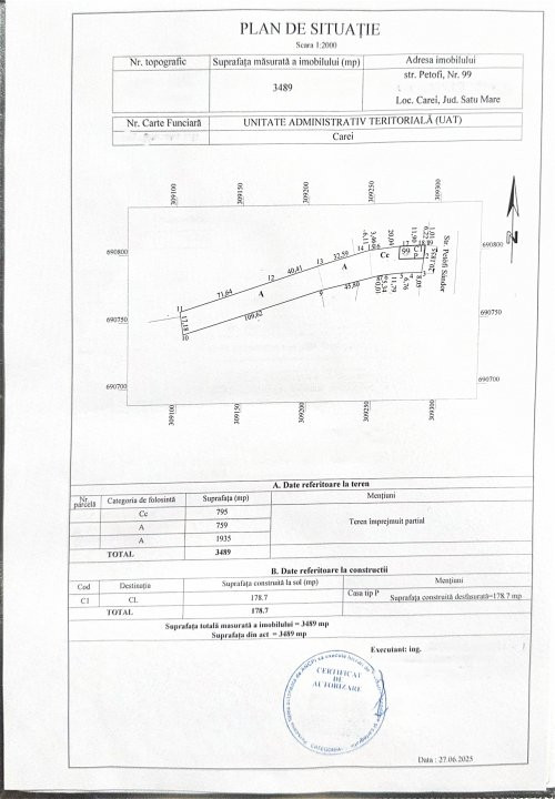Casă 4 camere, Teren 3.489 mp Str.Petofi Șandor Nr.99 - Carei 