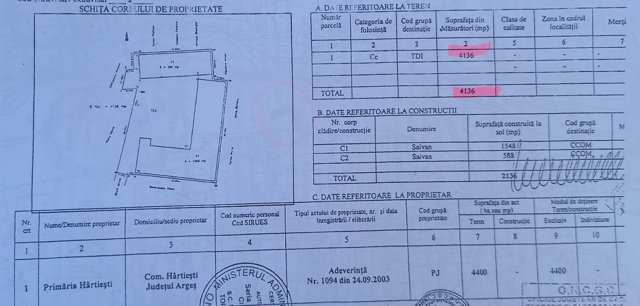Proprietate industrială de vânzare – Hârtiesti, jud. Argeș