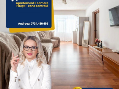 De vanzare- Apartament 3 camere Pitesti-zona Ultracentrala!