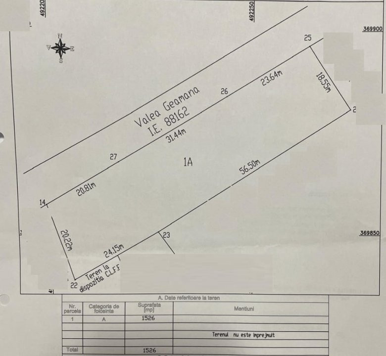 Teren intravilan 1526 MP Geamana, Pitesti – zona excelenta, toate utilitatile