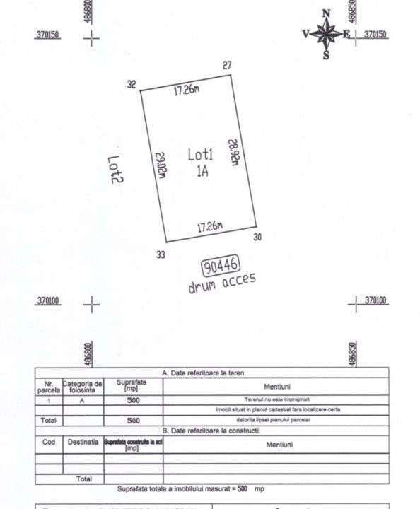 Teren 500 mp intravilan Smeura Stoenari - 4 loturi
