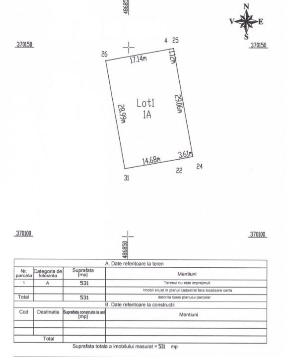 Teren 500 mp intravilan Smeura Stoenari - 4 loturi