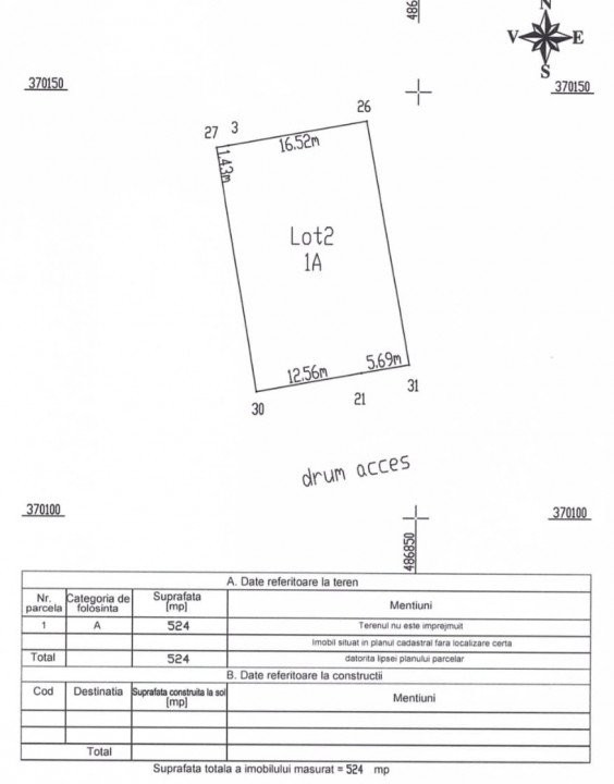 Teren 500 mp intravilan Smeura Stoenari - 4 loturi