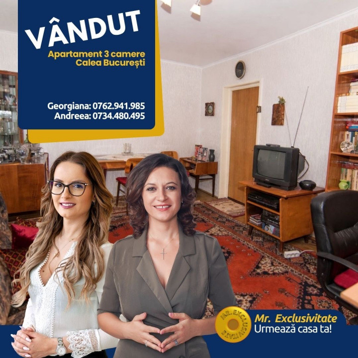 Apartament 3 camere Calea Bucuresti Etaj 1, Pitesti