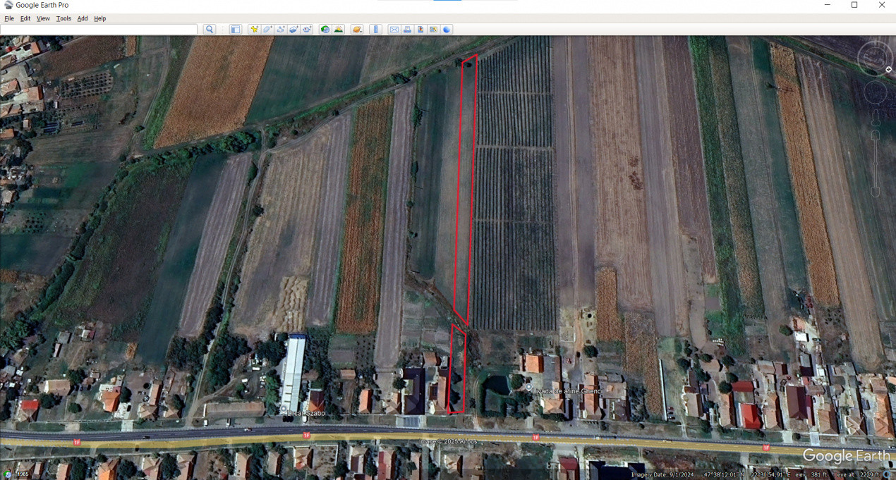 Terenuri intravilane 4.454 mp Drum DN 1F - Loc. Ghenci - Jud. Satu Mare