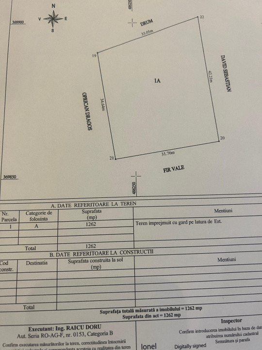 Teren 1262 m2 intravilan Smeura Stoenari 