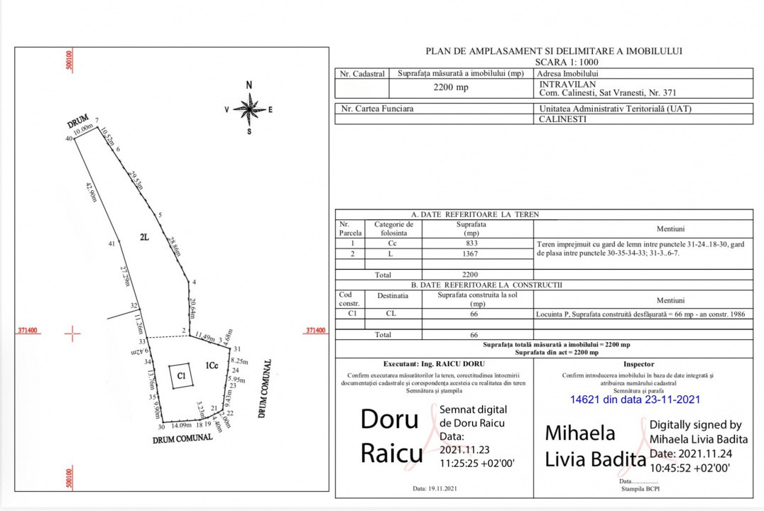 Teren intravilan 2.200 mp cu constructie existenta –Calinesti- Vranesti-Arges!