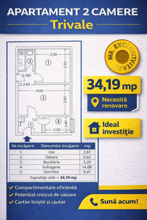 Apartament in Trivale - doua camere  