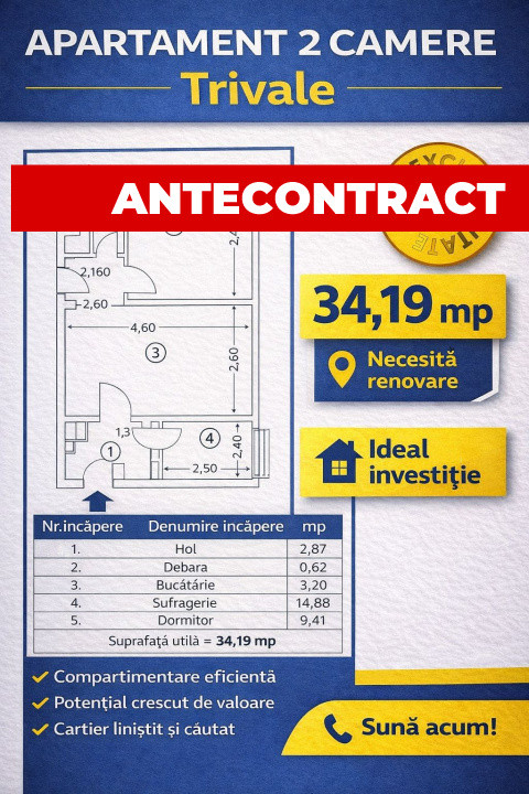 Apartament in Trivale - doua camere  
