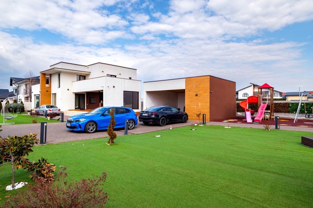 Vila moderna Mioveni | teren 1231 mp | terase, foisor si garaj