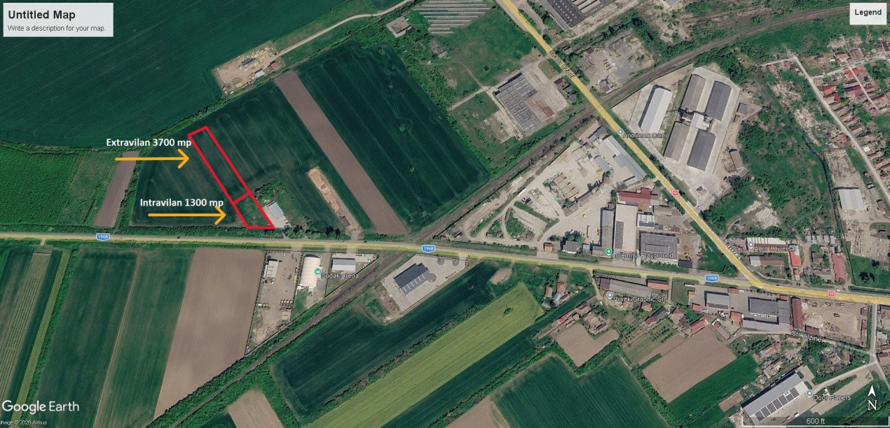 Teren Intravilan 1300 mp / Extravilan 3.700 mp/ DJ 196B Carei (DN 1F) – Foieni 