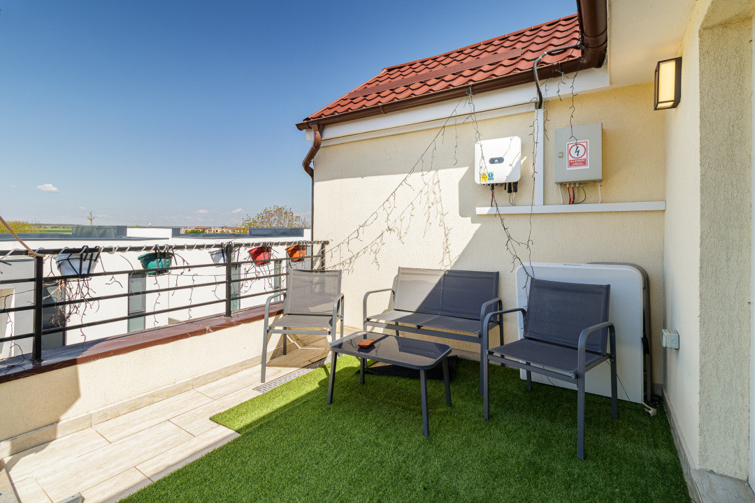 Duplex Otopeni fără perete comun, 4 camere, terasă extinsă + panouri solare