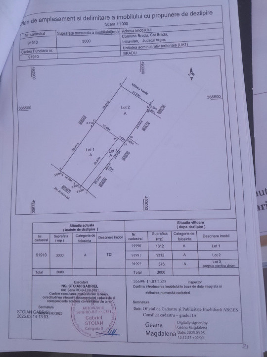 Teren intravilan Bradu 1312 mp 2 deschideri