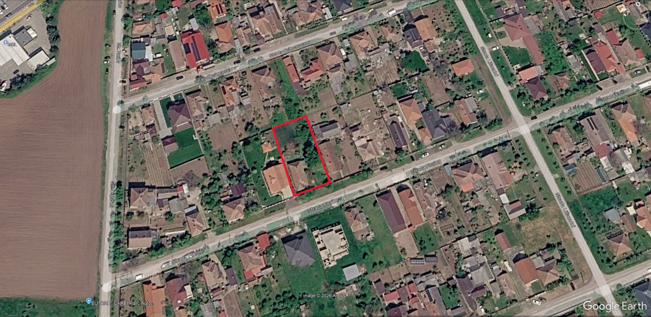 Casă 3 camere, Teren 1036 mp Front 22 m - Str. Florilor 46 - Carei -